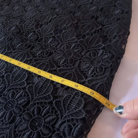 Anthropologie ML Monique Lhuillier Black Floral Lace Sheath Dress Sz 10 - Picture 14 of 16